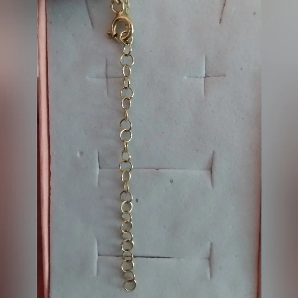 17.5" 925 Italy Gold overlay Necklace with 5 stones - Picture 9 of 13